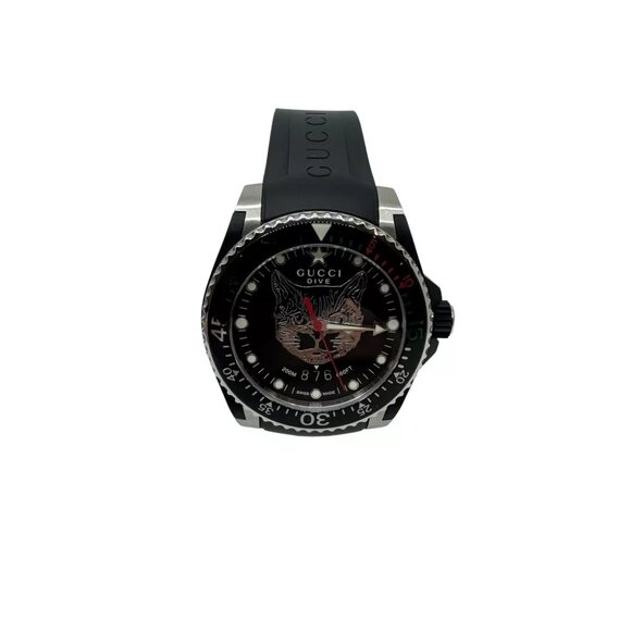 GUCCI Dive Cat Head Wrist Watch Black Rubber main image 12